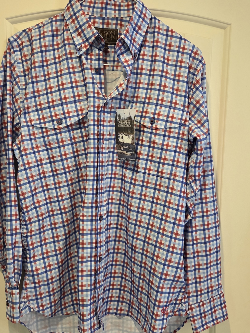 Red White & Blue Plaid Button-Up Shirt